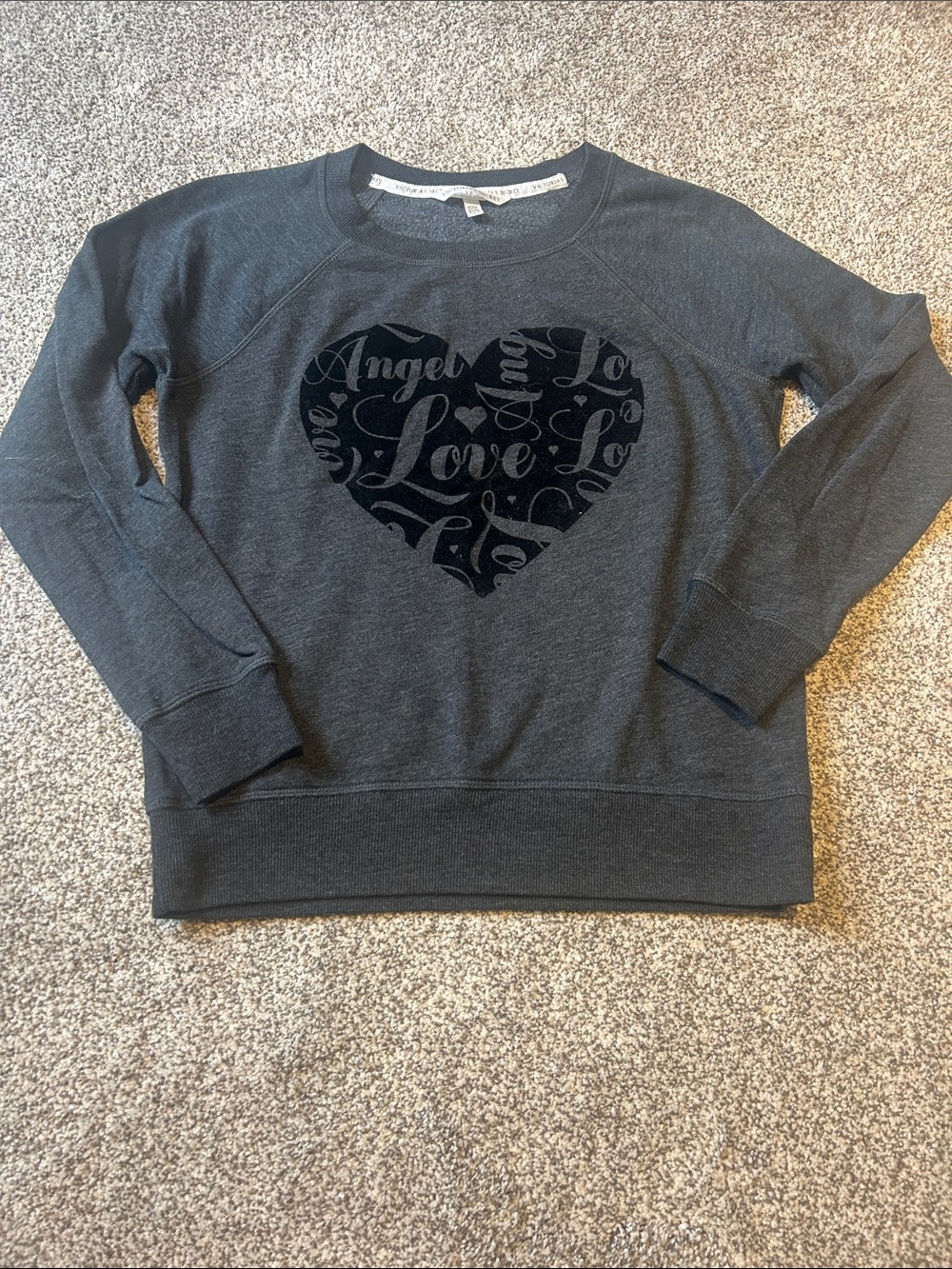 Victoria's Secret Charcoal Crewneck Sweater with Heart Logo